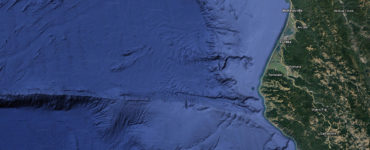 A satellite map of the California coastline from Fort Bragg to Klamath