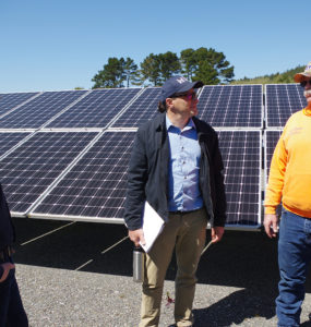 Two Schatz engineers and an electrician converse at the BLR array