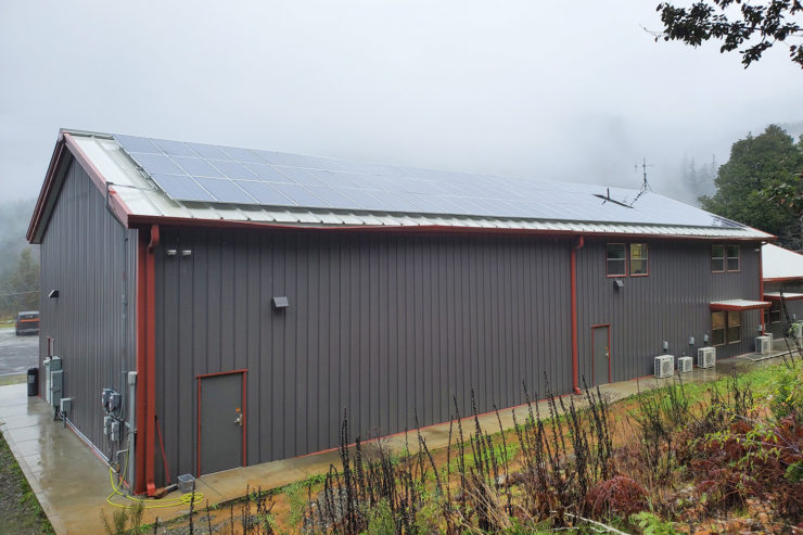 The Tulley Creek solar array on a winter afternoon