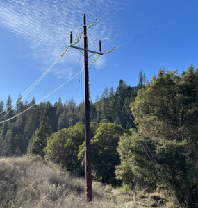 A 60 kV line runs through the hills in eastern Humboldt County